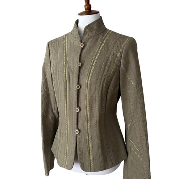 WORTH NY Vintage Jacket 12 Blazer Embroidered Large Bohemian Jacket Tailored - Picture 15 of 17